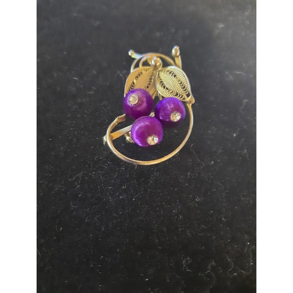 Beautiful Vintage Gold and Purple 1960's Flower Brooch - Picture 2 of 6